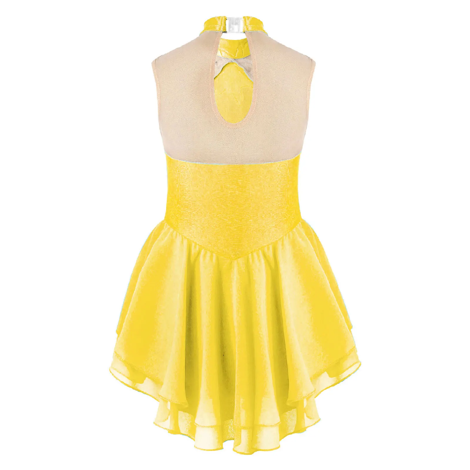 Kids Girls Figure Skating Ballet Dance Gymnastics Tutu Dress Leotards Shiny Rhinestones Sleeveless Stage Performance Dancewear girls dress children dance suit kids clothes