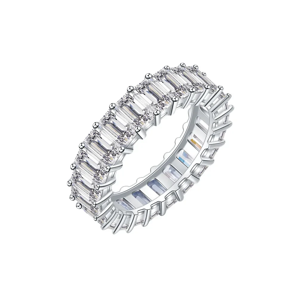 

New Models 3 * 5mm Flat Cut Diamond Ring S925 Sterling Silver Ring with Inset Style From Europe and America Small and Versatile