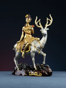 Copper Riding Deer Goddess Decoration Home Decoration Living Room Office Crafts