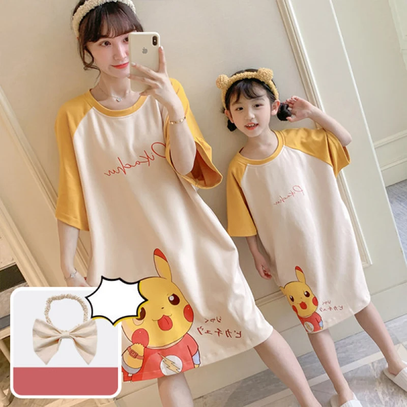 

Pikachu Pokemon Nightdress Anime Kawaii Summer Fashion Casual Loose Sweet Cute Girly Nightdress Pregnant Woman Nightdress Gift