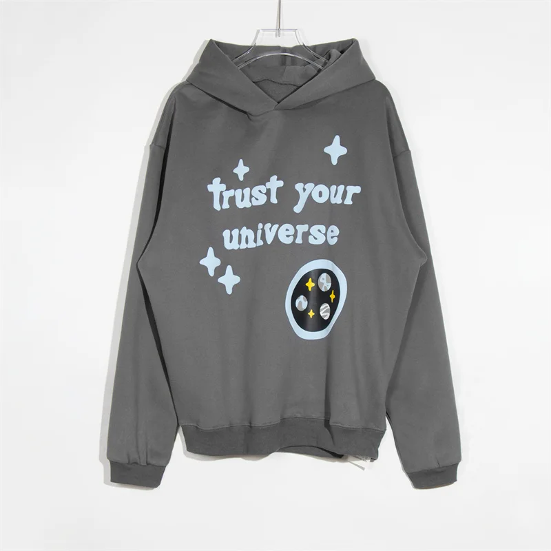 

Vintage Graffiti Hoodie Men Women High Quality Foam Letter trust your universe Printed Sweatshirts Streetwear Casual Pullovers