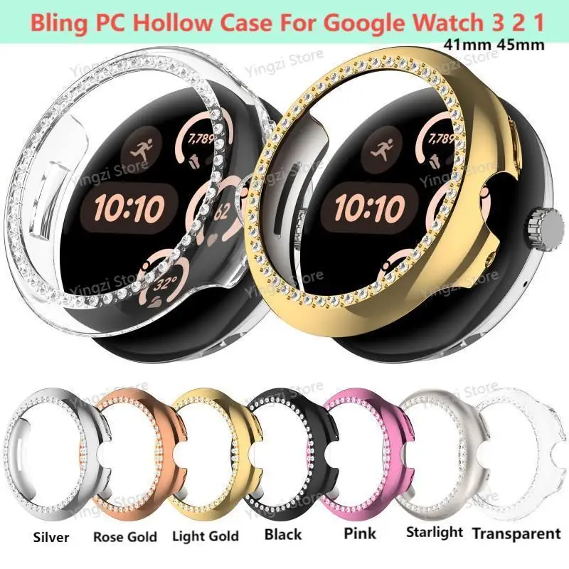 Bling PC Hollow Case For Google Pixel Watch 3 45mm 41mm Single Row ...