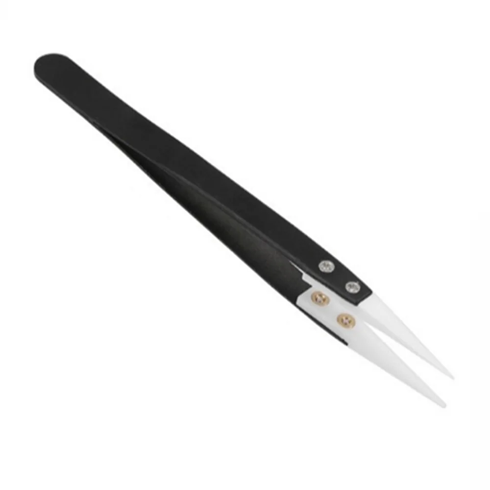 Ceramic Tweezers Anti-Static Ceramic Tweezers Stainless Steel Industrial Ceramic Tweezers Insulated Straight Tip