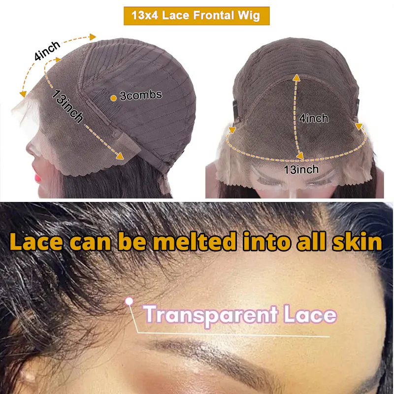 Plussign 13X4 Glueless Straight Lace Front Wig 100% Human Hair Long Natura Black Straight Brazilian Human Hair Wigs