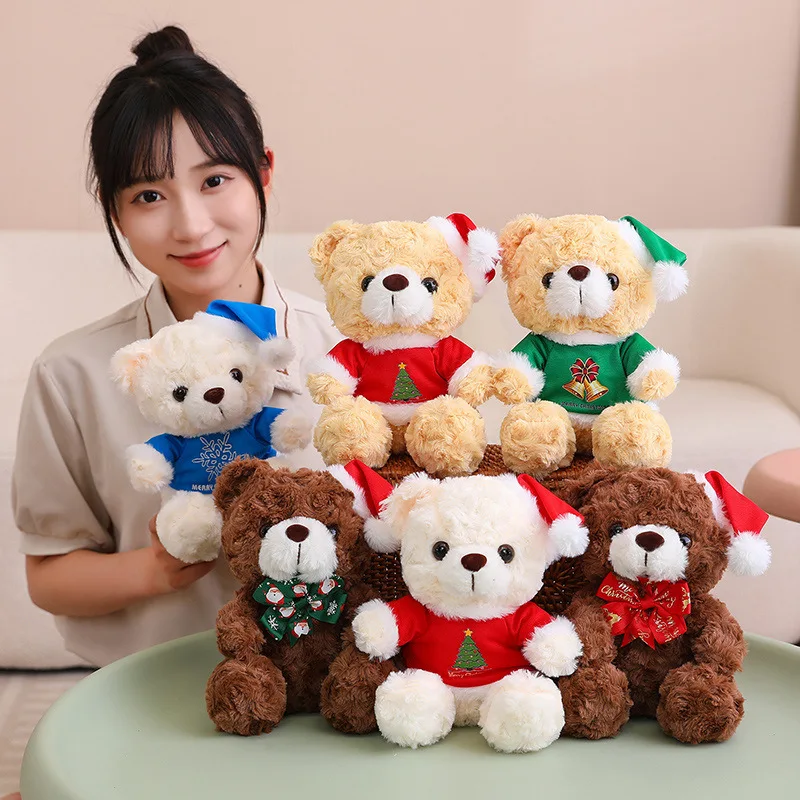 

Christmas Bear Doll Bear Christmas Soft Plush With Santa Hat And Scarf Adorable Cute Brown Christmas Stuffed Animal Merry