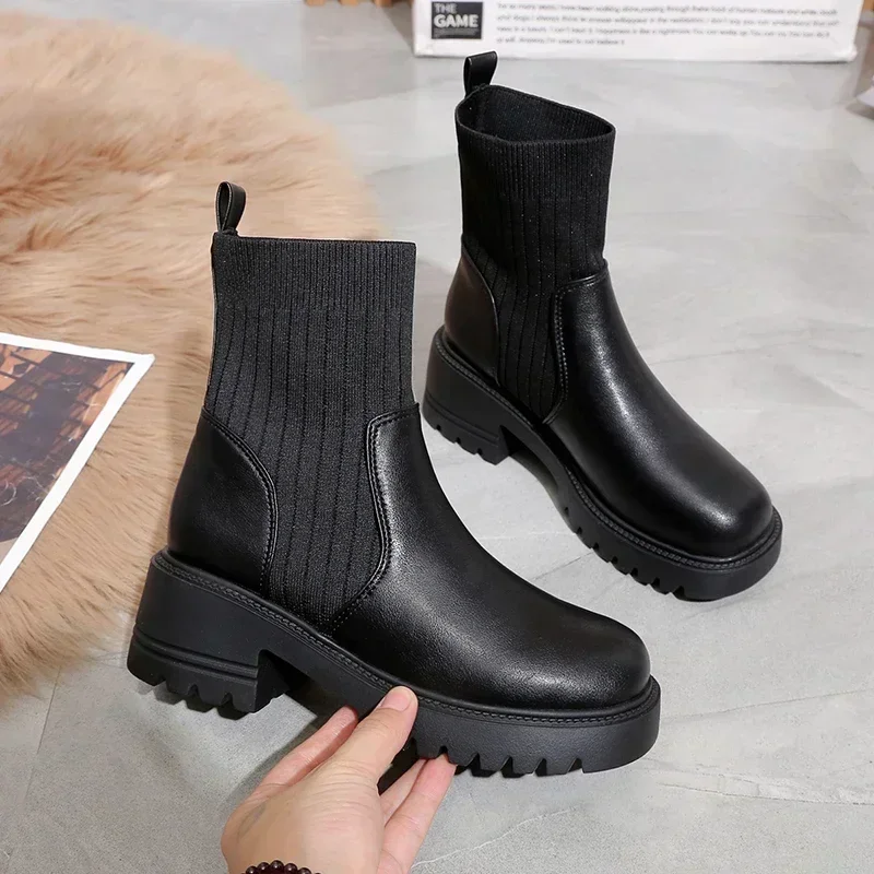 Thick Heels Modern Chelsea Boots Brand Winter Autumn Women Luxury Ankle Boots