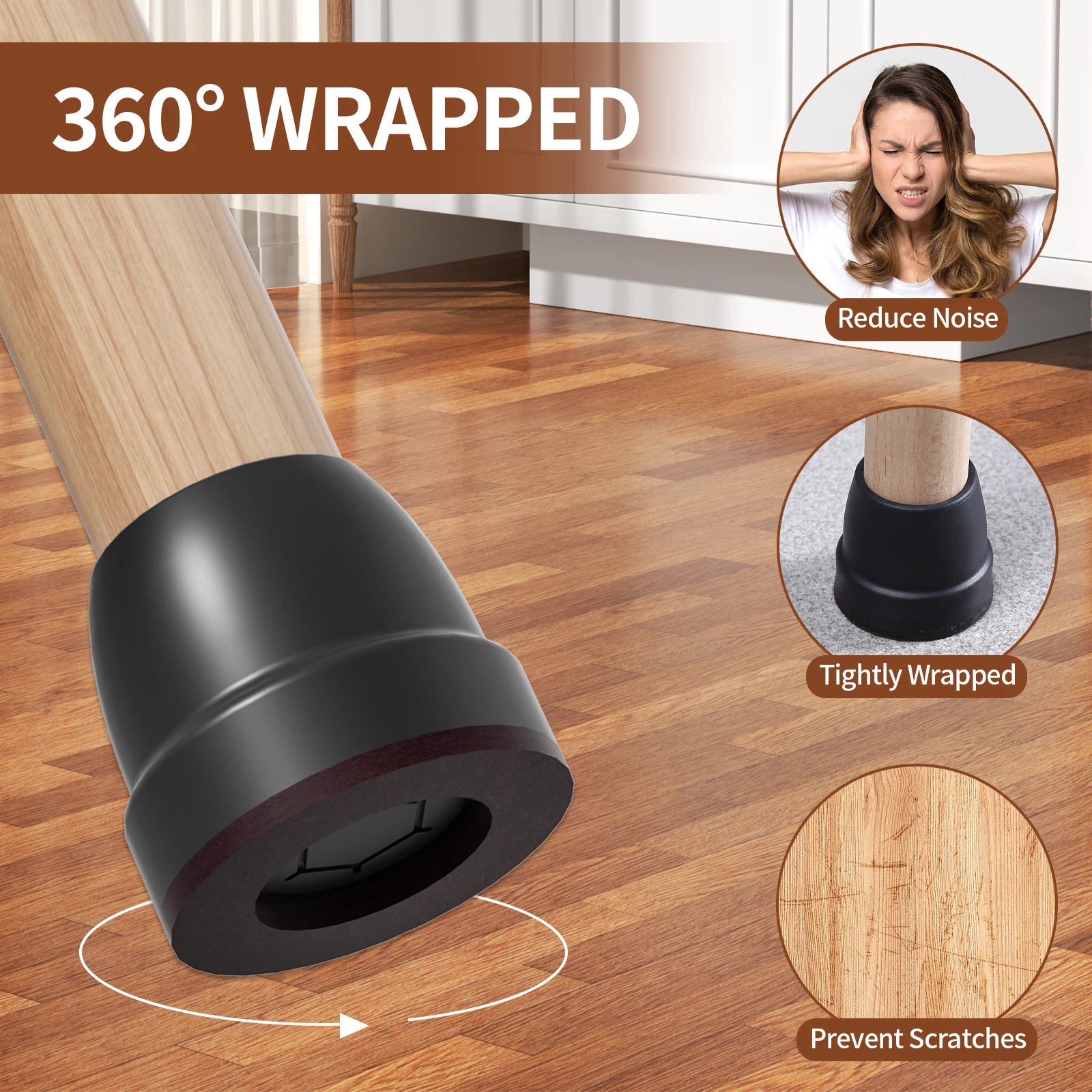 16PCS Silicone Chair Leg Caps for Hardwood Floors Non-Slip