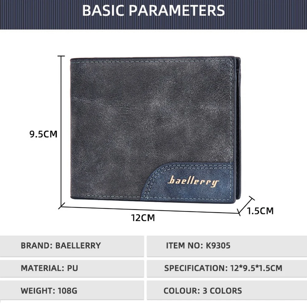 Men's Business Elite Wallet Military RFID Protection Slim PU Leather 6-Slot Card Holder Travel Ready