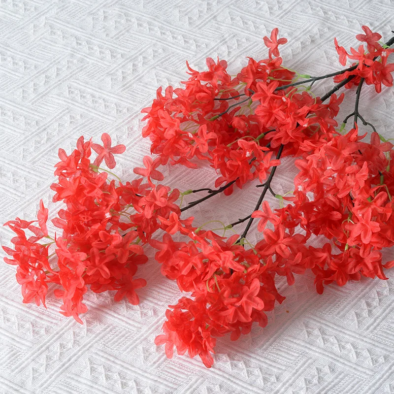 Artificial Lilac Silk Cloth Home Hotel Ceiling Wedding Road Flower Arch Decoration Cross Long Branches Cherry Blossom