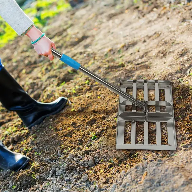 Gyep Kiegyenlítő Gereblye Rozsdamentes Acél Szintű Szerszám Hossza Állítható Homok Kavicsos Szintezője Az Udvar Golf-Nyelepének Kiegyenlítéséhez - Image 5