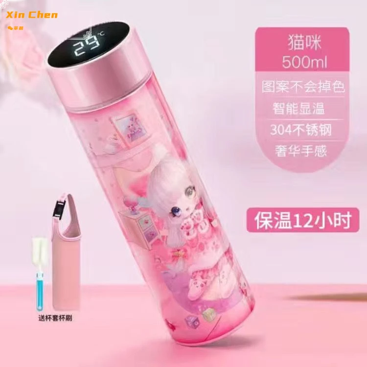 

Chinese Style New 304 Stainless Steel Thermos Cup Digital Display Smart Temperature Display Business Gift Straight Body Cup