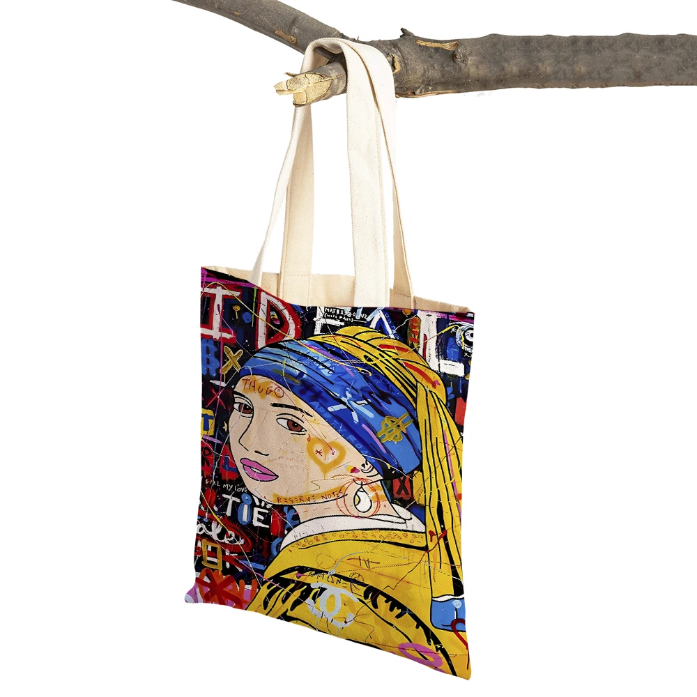 

Современные популярные сумки для покупок Banksy с изображением астронавта панды, женские сумки, портативные сумки для покупок с милыми животными для путешествий, супермаркета