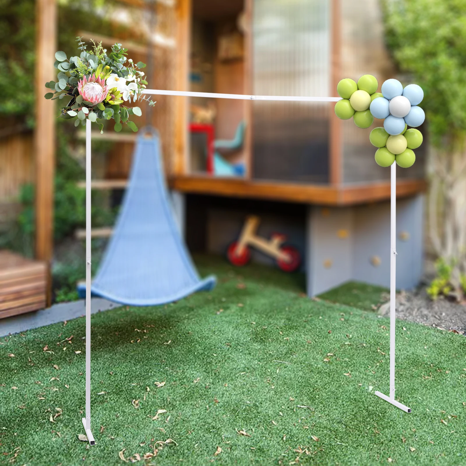 Wedding Stand with Bases Easy Assembly White Color Square Garden Arch Metal for Weddings Quinceaneras Event Decoration