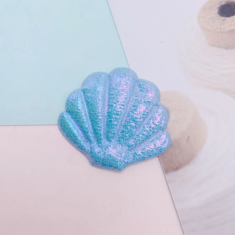 50Pcs 4,5*3,8 CM Gepolsterte Glänzende Leder Shell Applikationen Für Kleidung Hut Nähen Liefert Patches DIY headwear Haar Clips Bogen Dekor – Detail 10