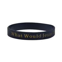 1 PC What Would Jesus Do WWJD Silicone Bracelet 1/2 Inch Wide Christian Bible Verse Wristband Black 2