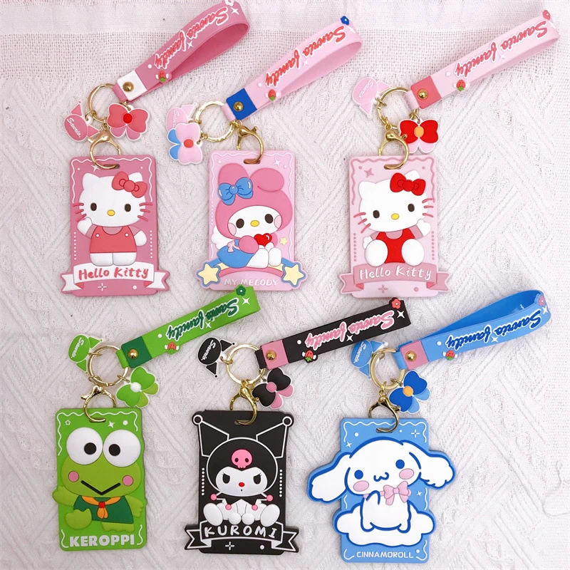 

Новинка держатели для ID карт Sanrio Hello Kitty студенческий чехол Cinnamoroll держатель для кредитных карт кошелек для контроля защитный рукав ремешок подарок
