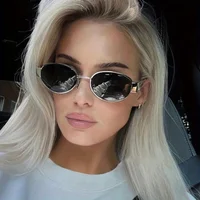 Lunettes de soleil ovales pour femmes et hommes, monture métallique tendance, nuances classiques 3