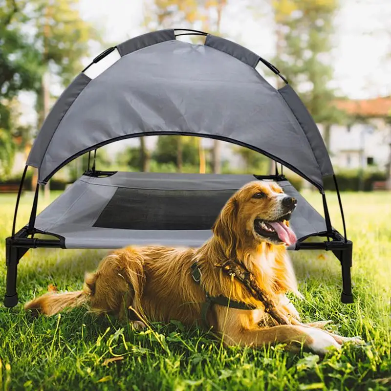 

Dog Bed Removable Canopy Shade Tent Portable Elevated Pet Bed Heavy Duty Breathable Dog Bed Carrying Bag For Camping Travel