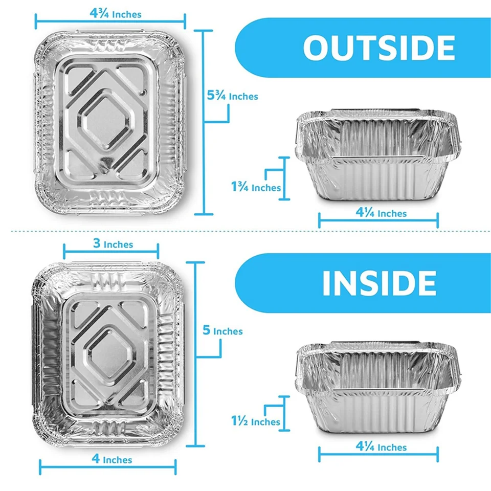 Aluminium-Pfannen Mit Deckel – 100 Stück, 12,7x10,2 Cm, 0,5 Kg, Für Catering, Meal Prep & To-Go