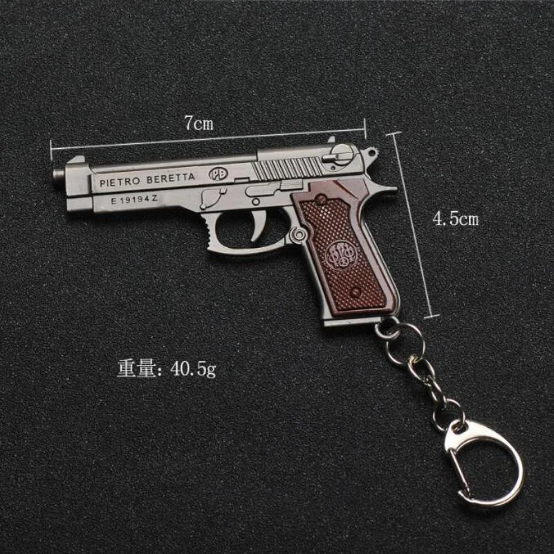 Mini Pistol Model Metal Alloy Material Cool Pistol Key Chain Children's Men's Accessories