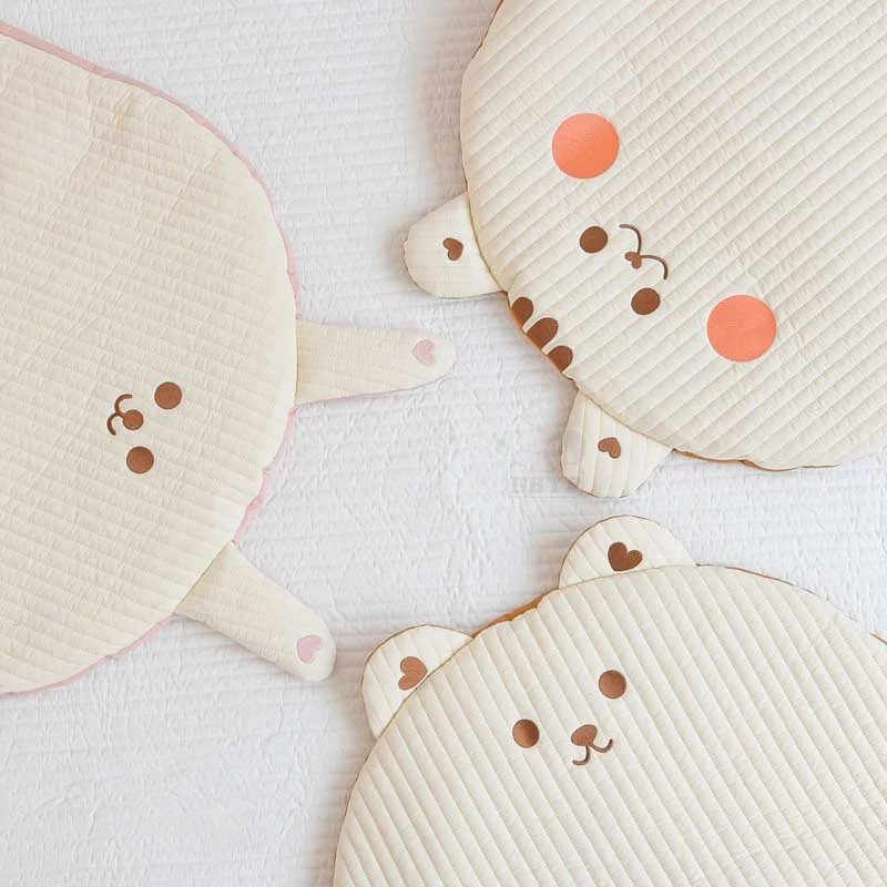 Cartoon Bear Embroidery Quilting Mattress for Newborn Baby Items Portable Travel Kindergarten Quilt Cover Mattress Cotton Bed Pa