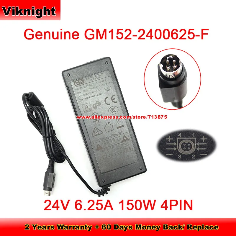 

Genuine GM152-2400625-F AC Adapter For GVE 24V 6.25A 150W Power Supply Round 4 Pins