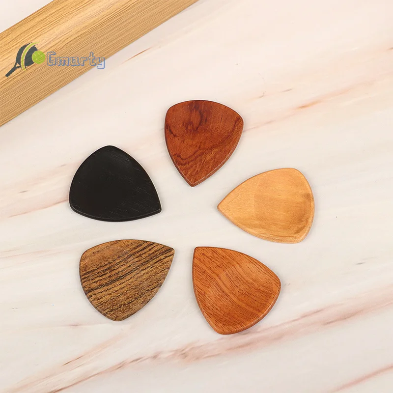 1/5Pcs Wooden Acoustic Guitar Picks Bass Ukulele Plectrum Picks Electric Guitar Can Be Drillable Pendant Gift