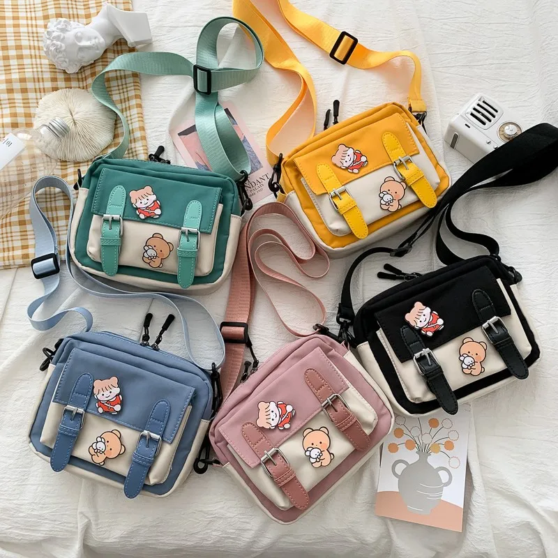

Korean Style Cute Cartoon Girls Small Crossbody Bags Messenger Bag for School Travel Japanese Canvas Shoulder Bags