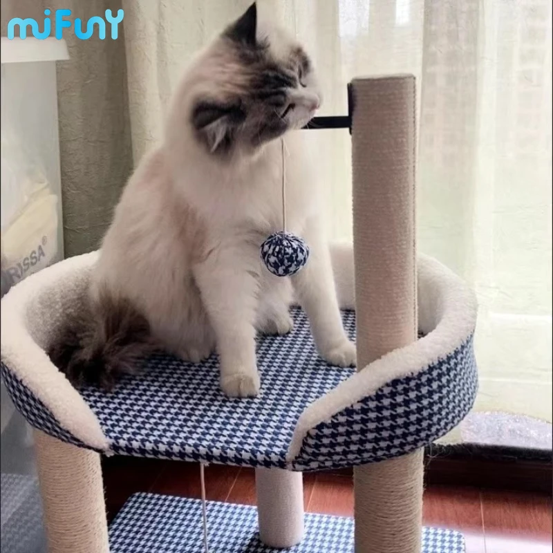 

MiFuny Blue Cat Tree Tower Sisal Hemp Cat Scratching Post Space Saving Scraper for Cats Grinding Claws Pet Toys Pet Accessories