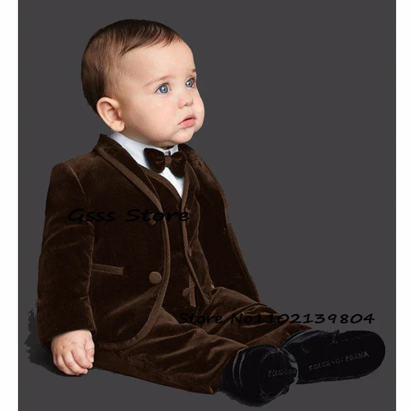 Boys Suit Velvet 3 Piece Formal Blazer Pants Vest Kids Jacket Wedding Tuxedo Child Suit комплекты для маленьких мальчиков