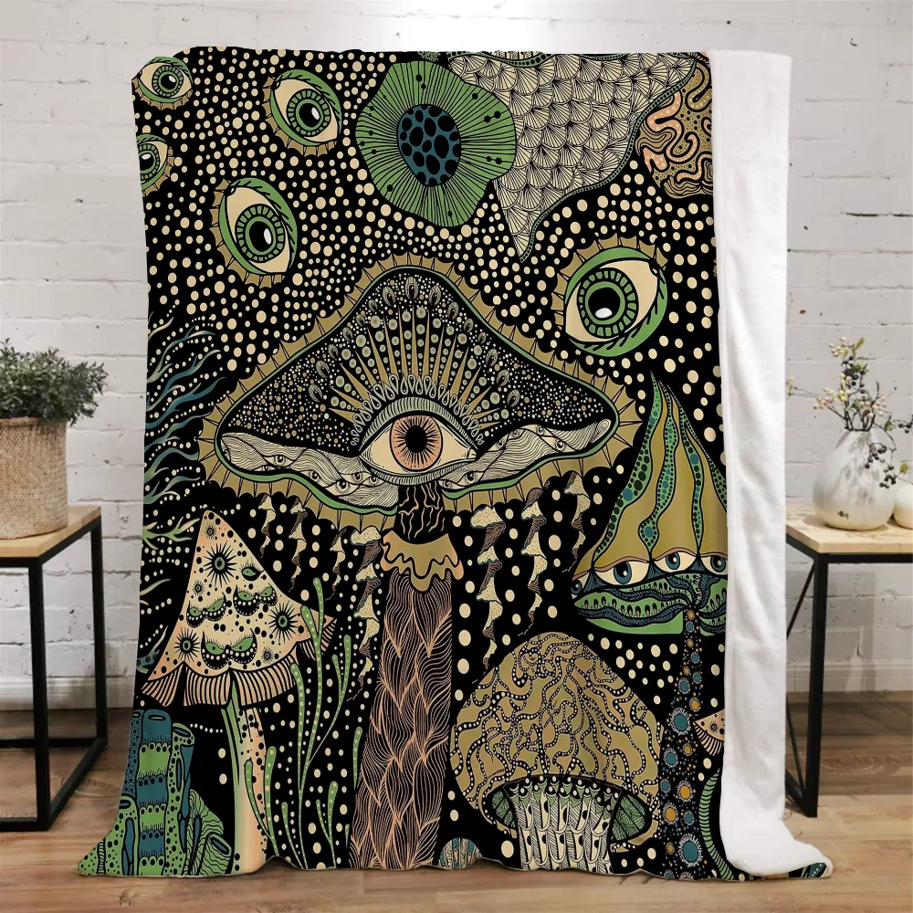 Boho Mushroom Throw Blanket King Size Luxury Blankets & Throws Knitted Plaid Home and Decoration Beach Towel Microfiber Bedding 2