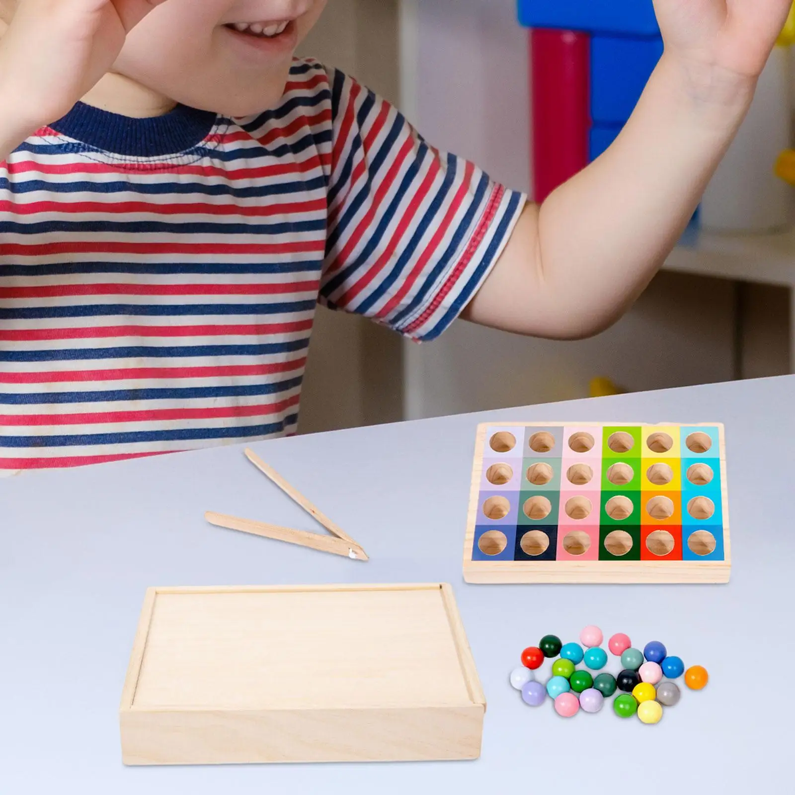 

Color Sorting Balls Game Valentines Day Gifts for Kids Baby Toddlers Motor Skills Math Counting Wooden Peg Board Montessori Toys