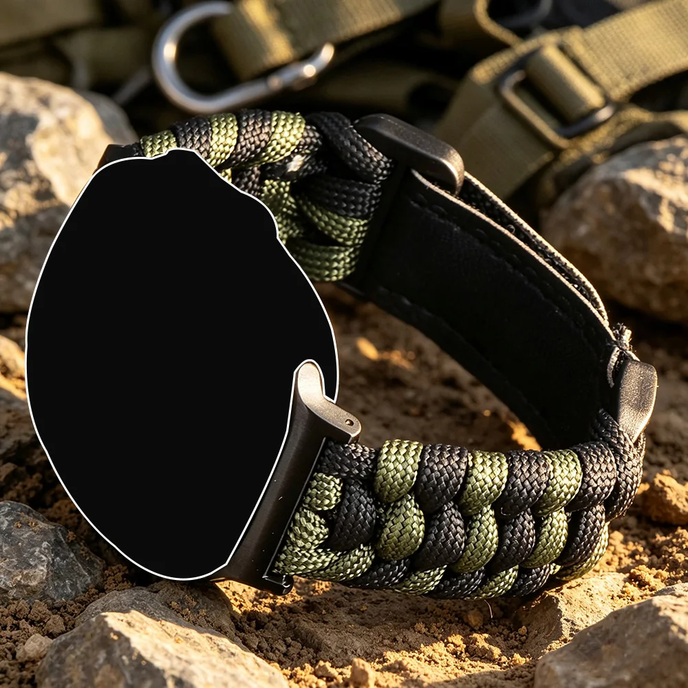 Dual-Tone Breathable Nylon Rope Strap Bracelet, Universal Smartwatch Band