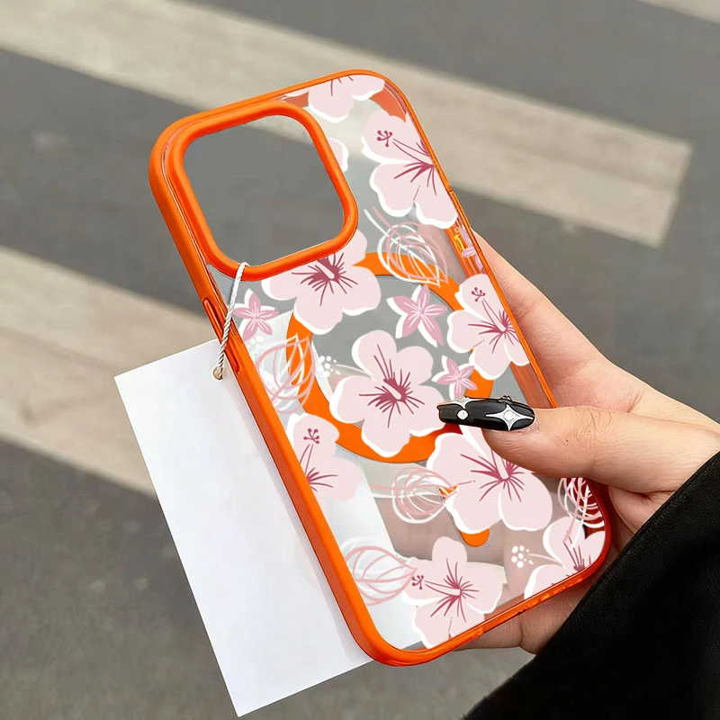 Elegant Minimalist Floral Phone Case with Magnetic Cover