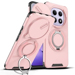 Shockproof Armor Phone Case with Slide Camera Cover and Magnetic Holder Feature for Poco M8 5G (LK - Pink)