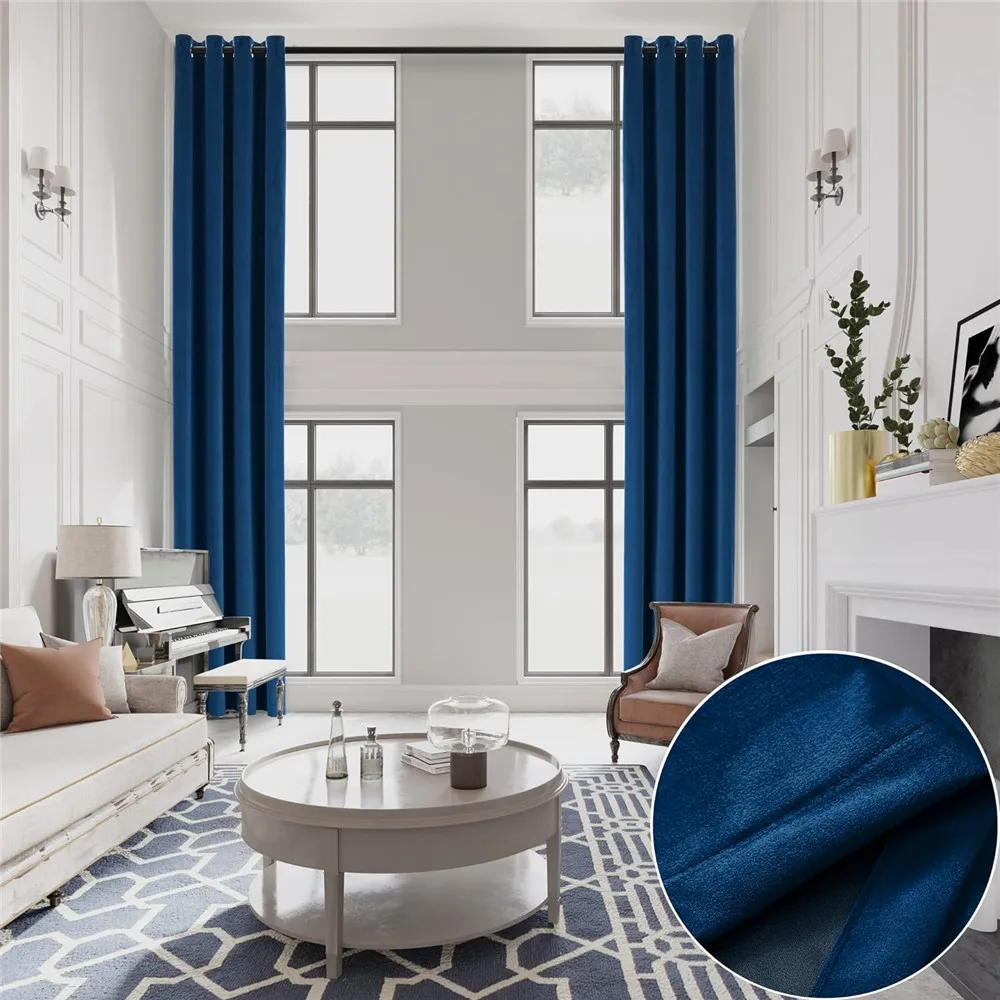 

Extra Long 400cm Height 500cm Height Velvet Curtains for Living Room Thermal Insulated Super Soft Tall Curtains for High Ceiling