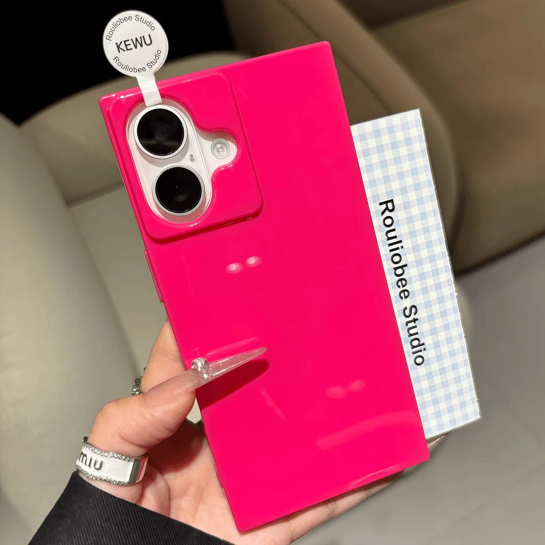 Luxury Soft Silicon Square Frame Neno Candy Color Shockproof Phone Case