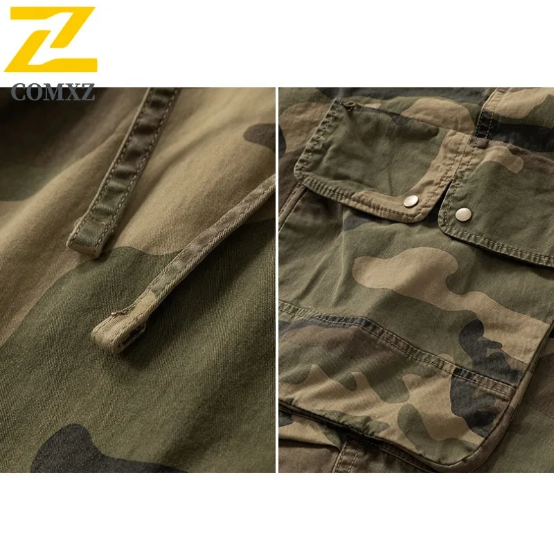 ​Men's Camouflage Cargo Pants Summer American Style High Street Loose Straight Leg Casual Workwear Trousers with Multi-Pockets​