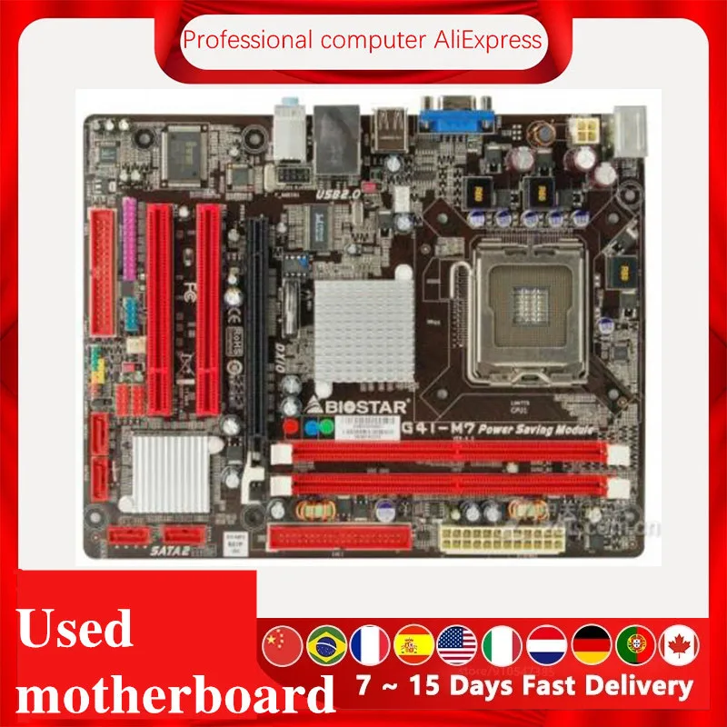 For Biostar G41m7 Motherboard Lga 775 Ddr2 8gb For Intel G41 Sata Ii