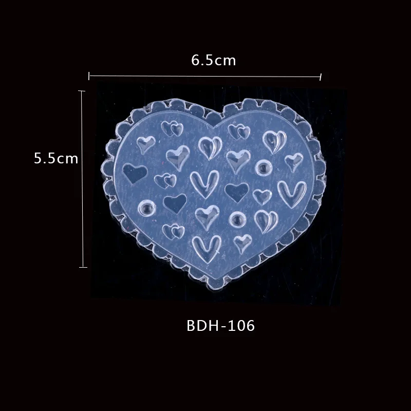 1pcs/Lot Japanese Soft Silicone Nail Peach Heart Bow Mold 3D Carved Cartoon Template Nails Accesories For Salon DIY 6