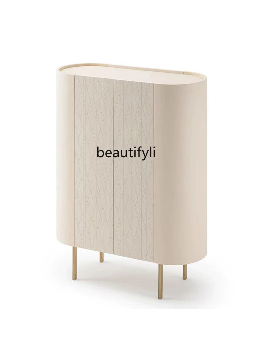 

Light luxury solid wood wine cabinet decoration high living room wall villa designer Italian minimalist glass display cabinet