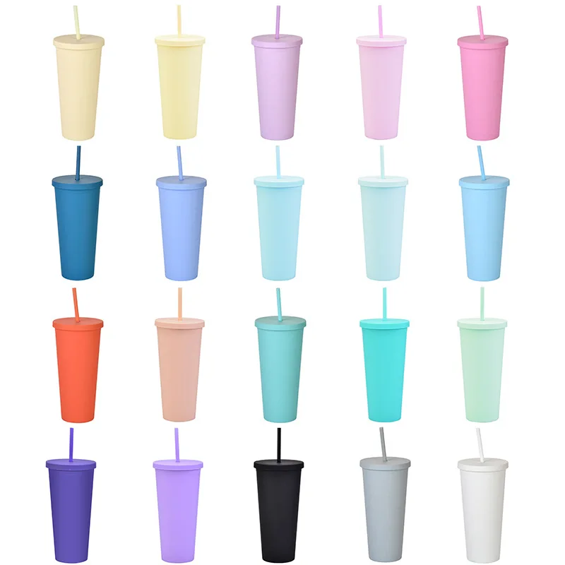 16oz/24oz 5PC/set Reusable Cups Plastic Tumbler With Lid Transparent Straw  Cup Coffee Mug Coffee Shop Drinkware Christmas Gift - AliExpress