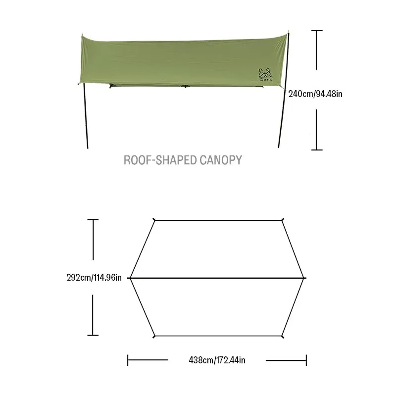 GERC Polyester Outdoor Camping Folding Portable Vinyl Canopy, Sunshade Sun Protection And Rain Protection Camping Cloth, Camping Canopy