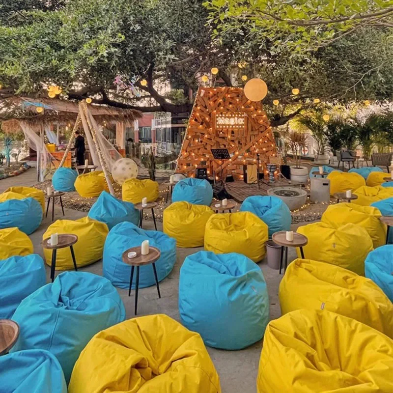 Blue Soft Bean Bag Chairs Big Size Beach Adults Outdoor Bean Bag Chairs Lazy Relaxing Sofa Inflable Aire Furniture Sofa