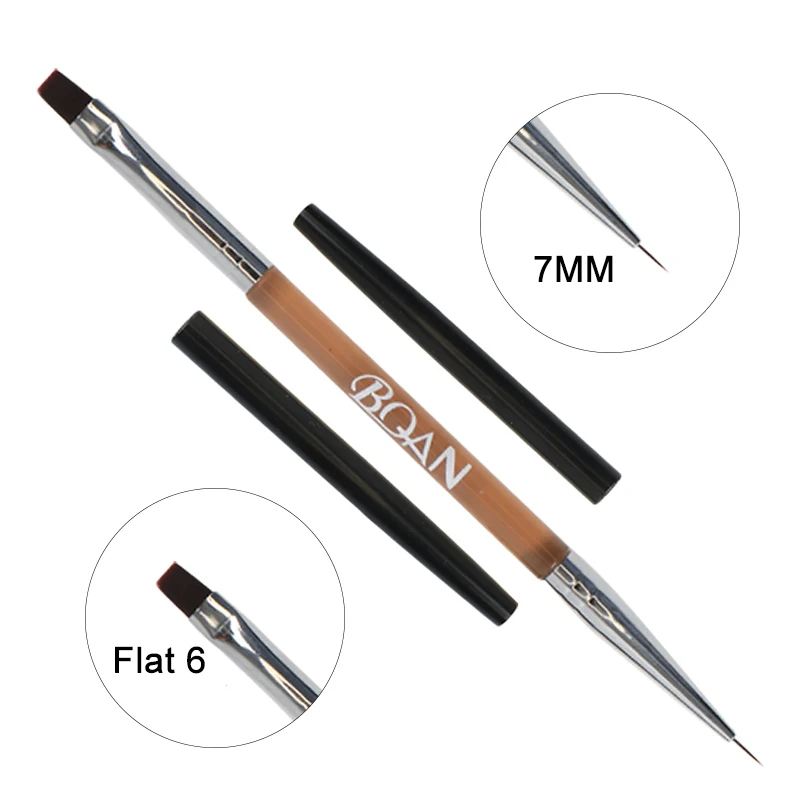 Double Head Nail Brush Crystal Handle 7mm Liner Brush For Nails UV Gel Brushes Flat Drawing Painting Pen Gel Polish For Manicure 2