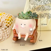 Cute Chair/Swing Smiling Face Little Devil Flower Pot Creative Swing Succulent Plant Flower Pot Garden Home Decoration 6