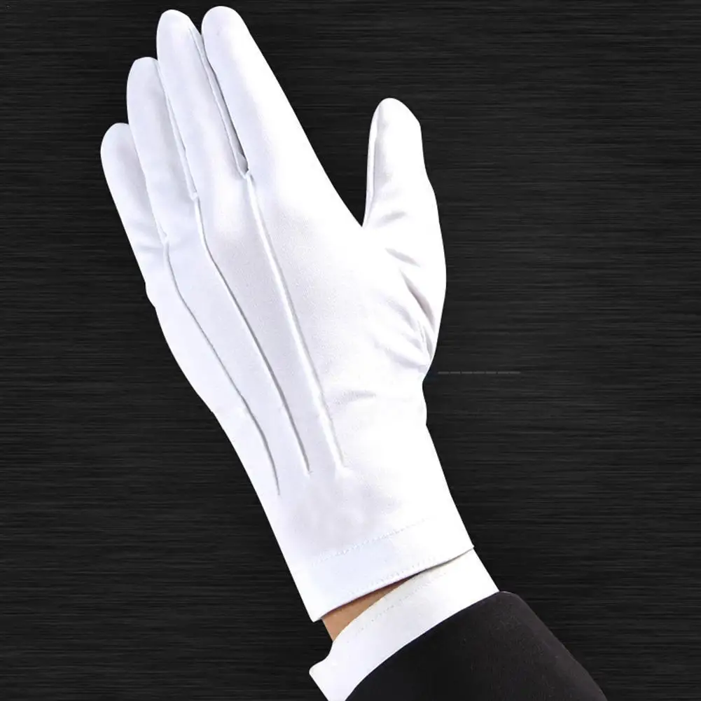 Safety Gloves Protective Gloves Cotton Work Gloves Cotton Gloves 1 Pair Thin Section Driving Security Plus Long Button Work Protective Etiquette Wenwan Quality Inspection Gloves