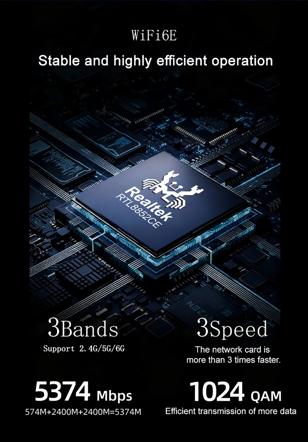 5400Mbps 트라이 밴드 WiFi 6E RTL8852CE PCI-E 네트워크 카드 BT5.3 2.4G/5G/6Ghz 무선 WiFi 수신기 어댑터 노트북용 Win10/11