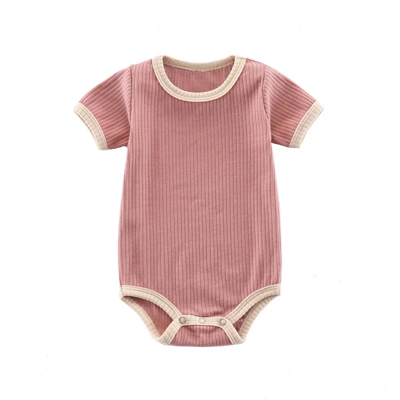 Summer Newborn Bodysuit Baby Romper Ribbed Infant Cotton Short Sleeve Body Suit Boy Girl Jumpsuits Baby Clothes One-Pieces 0-24M 6