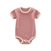 Summer Newborn Bodysuit Baby Romper Ribbed Infant Cotton Short Sleeve Body Suit Boy Girl Jumpsuits Baby Clothes One-Pieces 0-24M 6